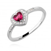 Inel argint cu inima rosie si pietre DiAmanti Z1229A_P-DIA